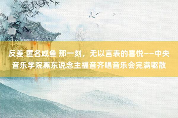 反差 匿名咸鱼 那一刻，无以言表的喜悦——中央音乐学院黑东说念主福音齐唱音乐会完满驱散