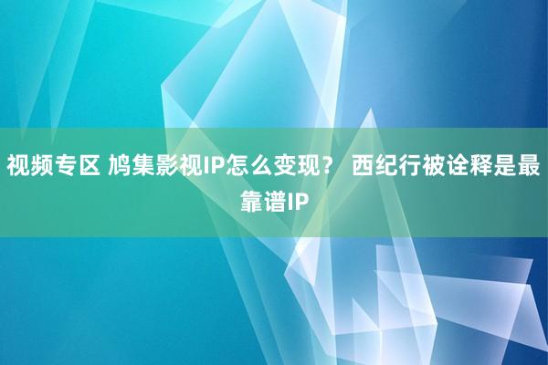 视频专区 鸠集影视IP怎么变现？ 西纪行被诠释是最靠谱IP