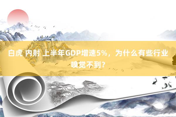 白虎 内射 上半年GDP增速5%，为什么有些行业嗅觉不到？