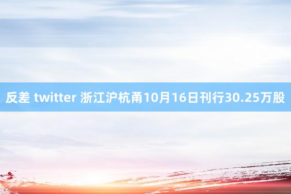 反差 twitter 浙江沪杭甬10月16日刊行30.25万股