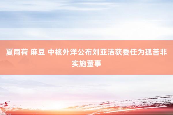 夏雨荷 麻豆 中核外洋公布刘亚洁获委任为孤苦非实施董事