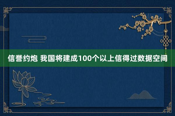 信誉约炮 我国将建成100个以上信得过数据空间