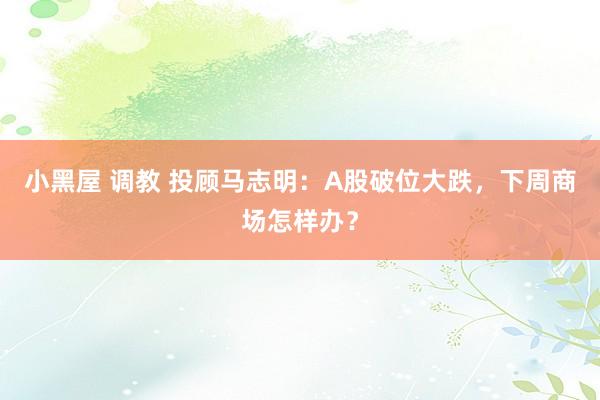 小黑屋 调教 投顾马志明：A股破位大跌，下周商场怎样办？