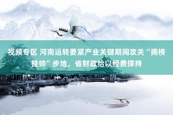视频专区 河南运转要紧产业关键期间攻关“揭榜挂帅”步地，省财政给以经费撑持